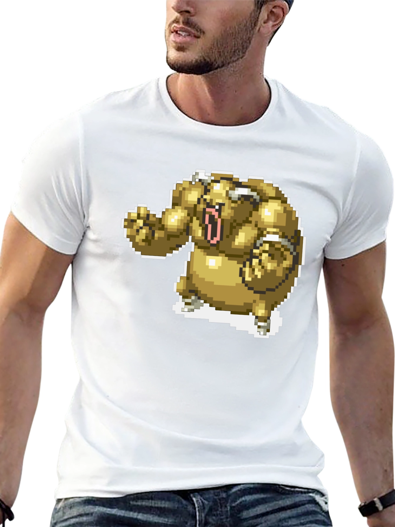 Pixel Art Monster Graphic T-Shirt - Black
