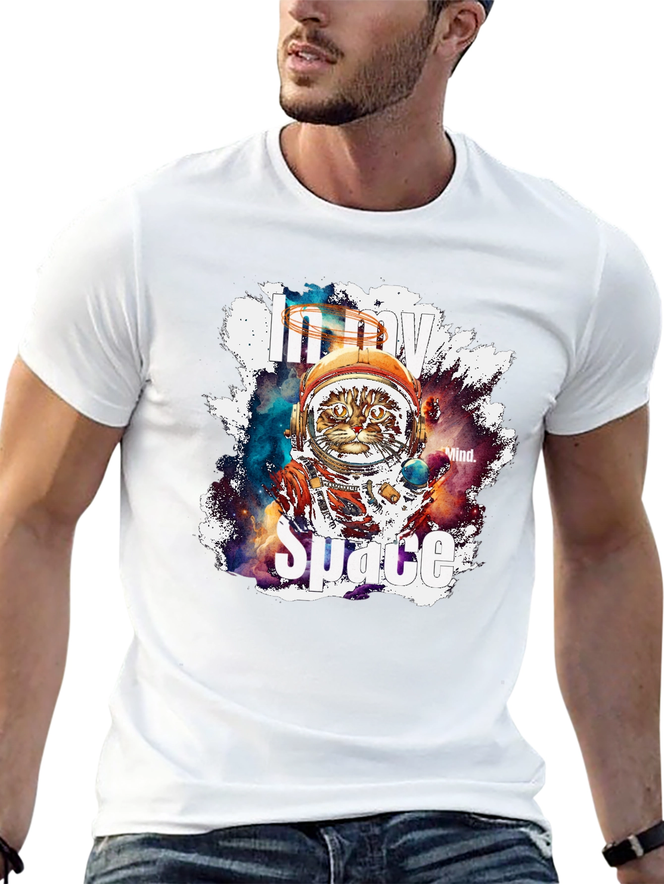 In My Space Cat Astronaut Graphic T-Shirt