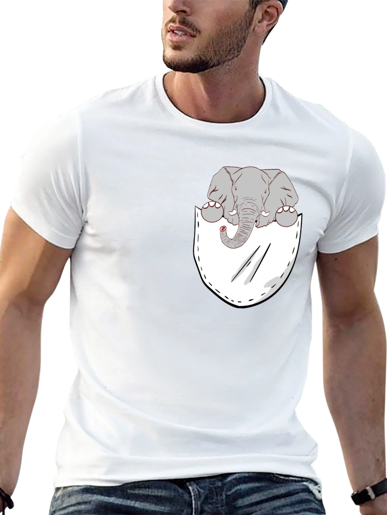 Elephant Pocket Tee - Cute Graphic T-Shirt