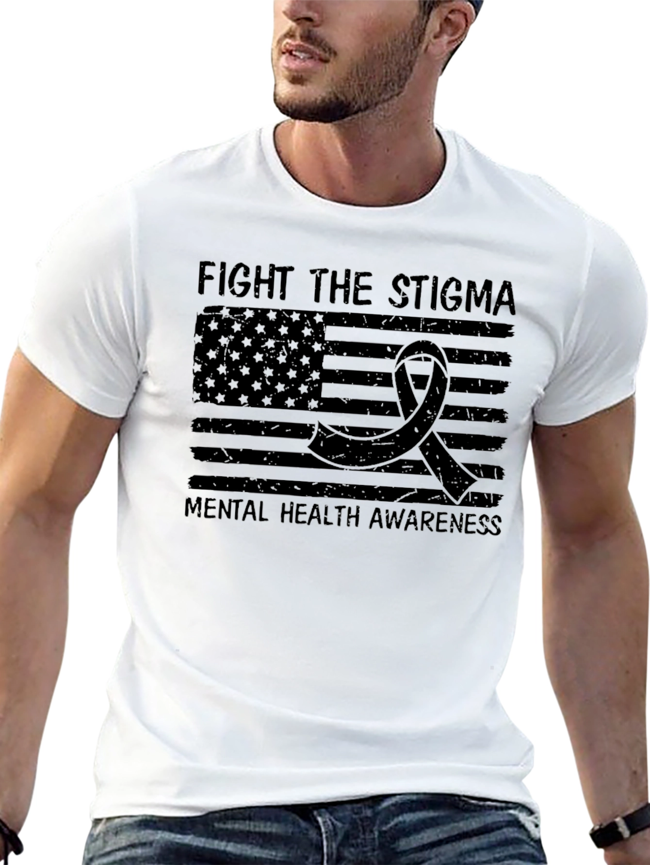 Mental Health Awareness Ribbon Flag T-Shirt