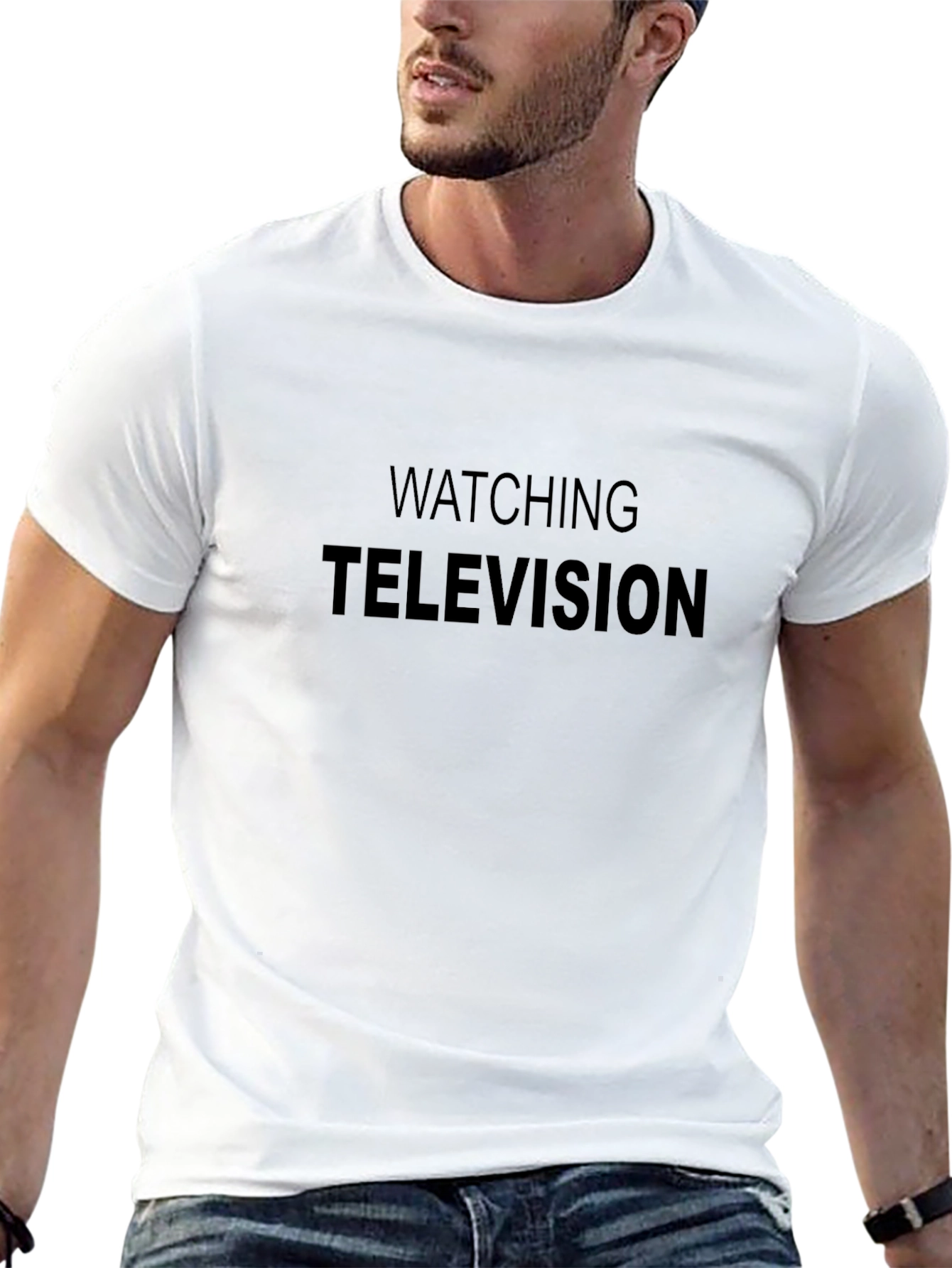 Watching Television Black Tee