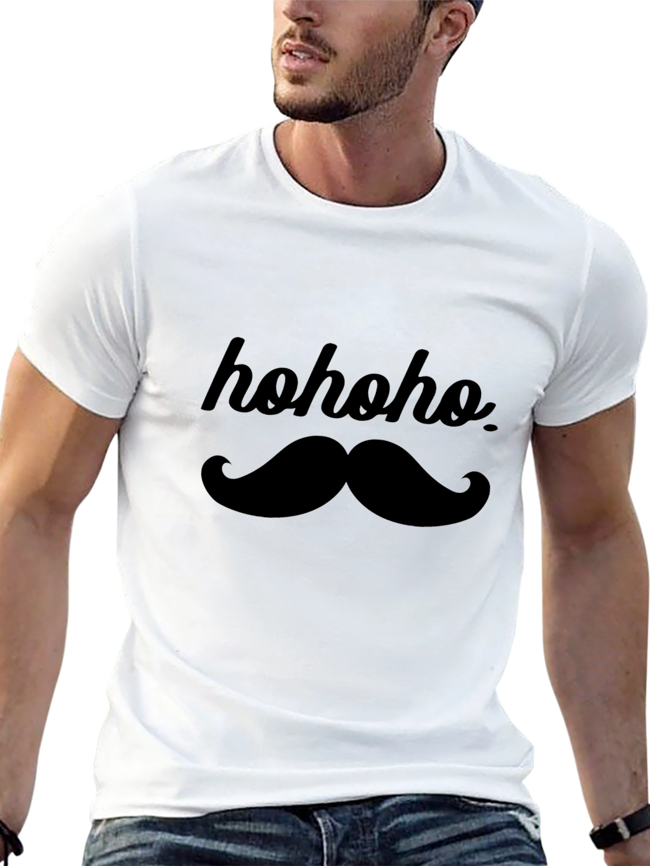 Ho Ho Ho Mustache Graphic T-Shirt