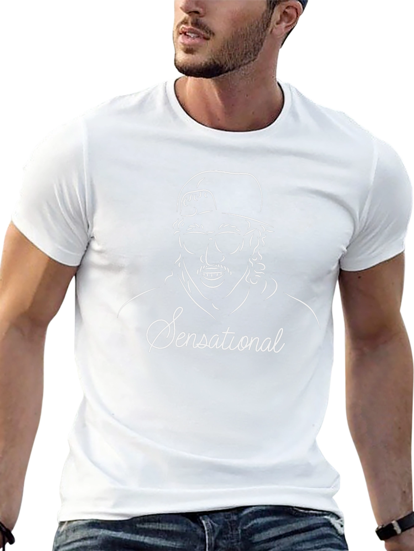 Sensational Line Art Graphic Tee - Cool Black T-Shirt