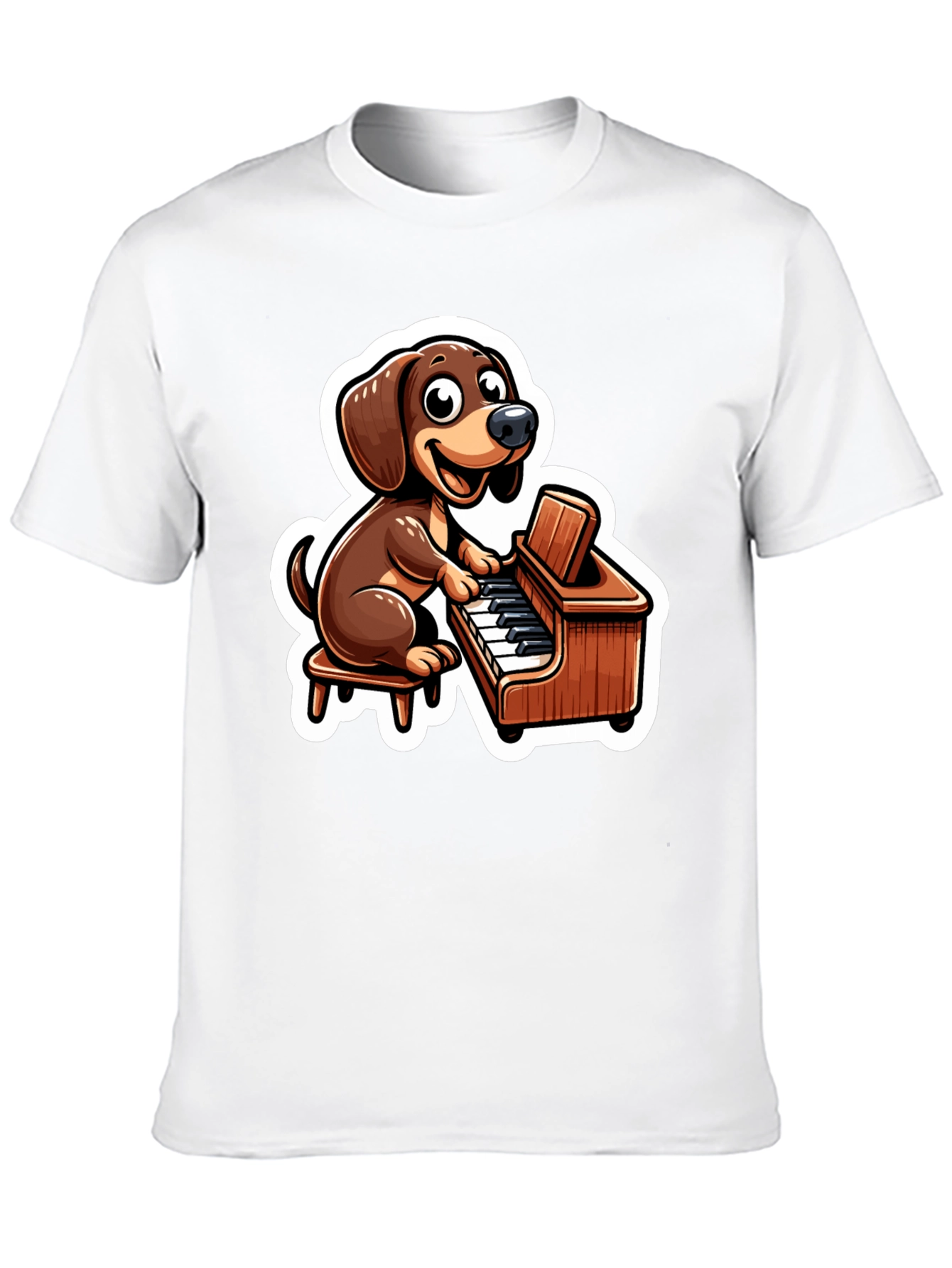 Dog Playing Piano Graphic T-Shirt