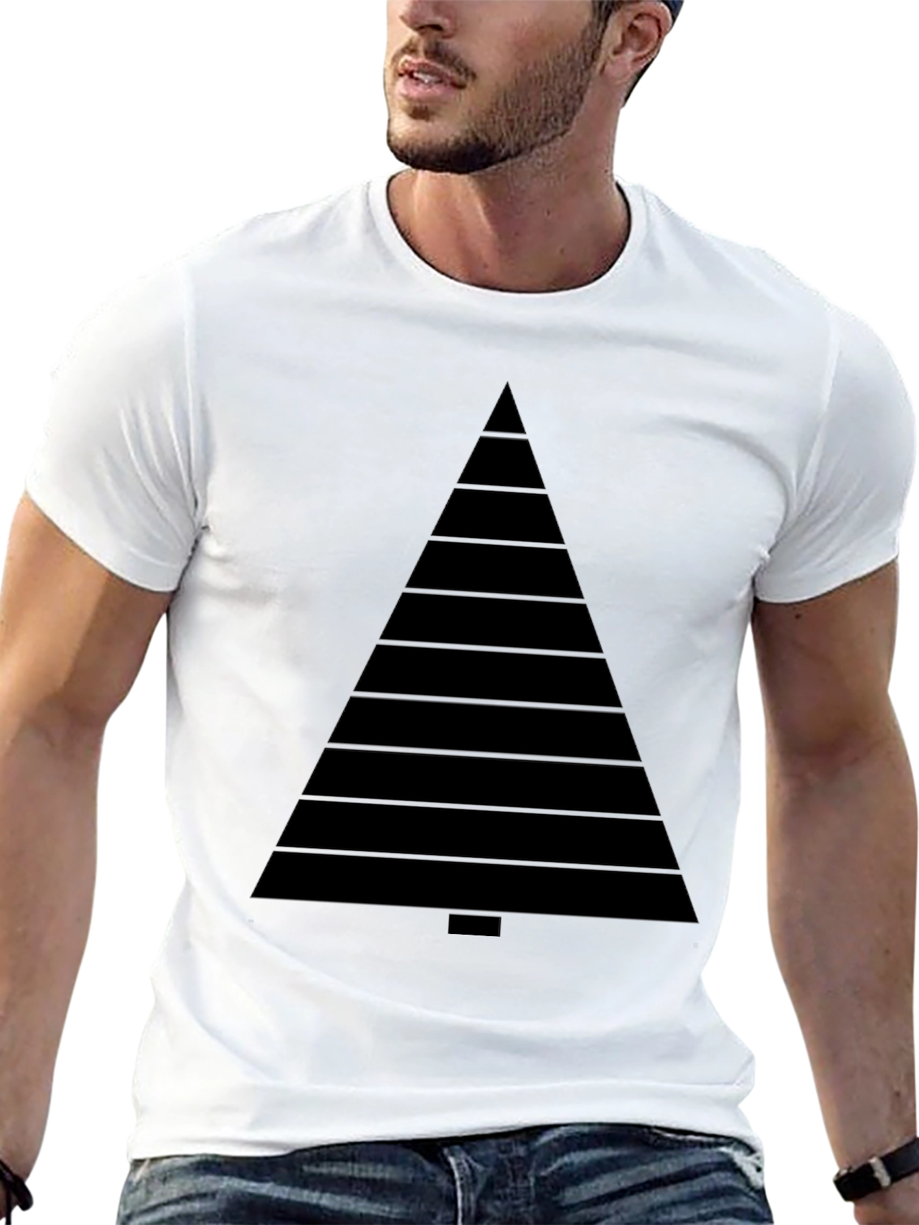 Modern Geometric Tree Black Tee