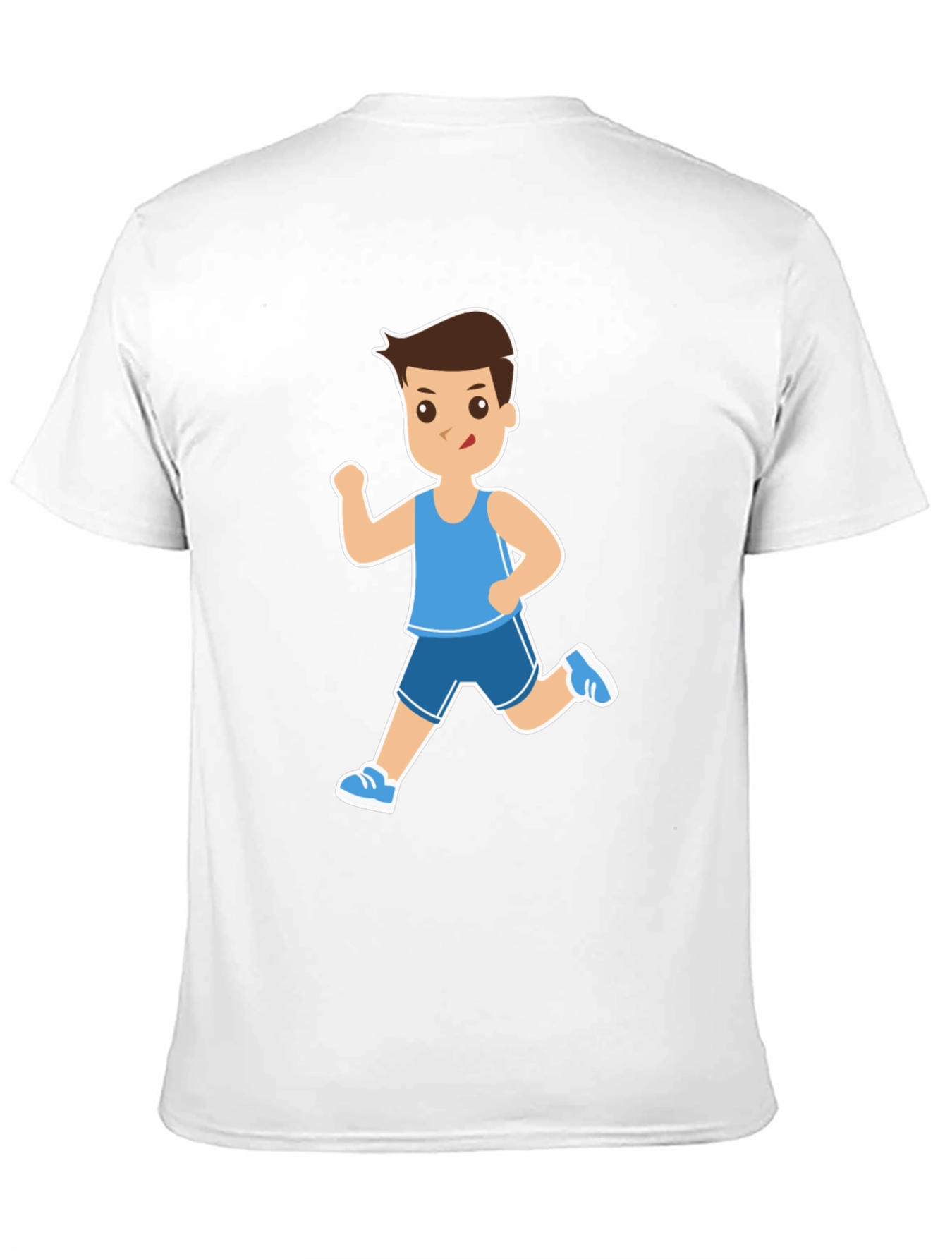 Running Cartoon Character Print Black Tee