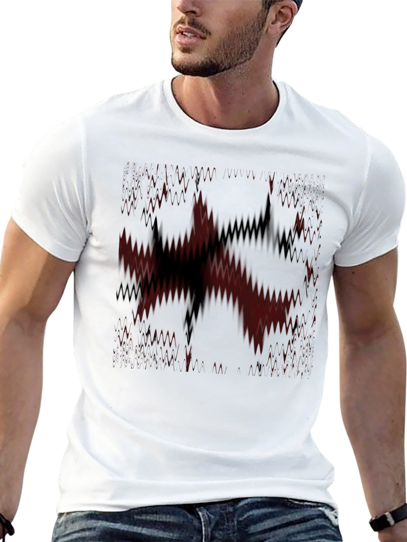Abstract Graphic Print Tee - Black
