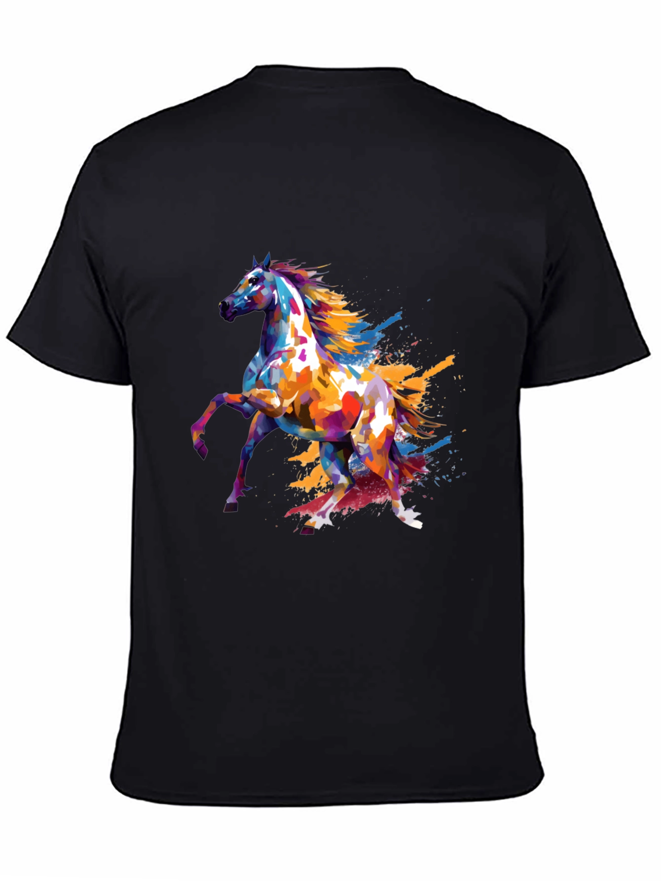 Abstract Horse Graphic Tee - Mens Black T-Shirt