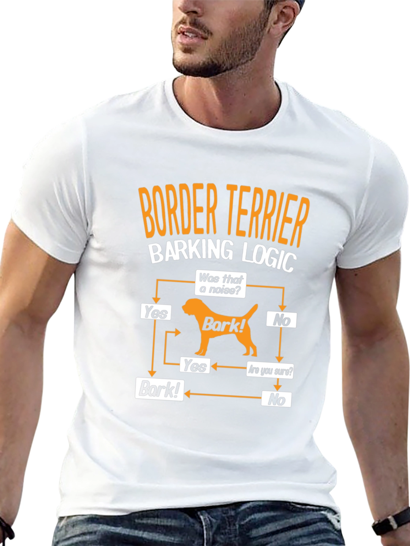Border Terrier Barking Logic Black T-Shirt