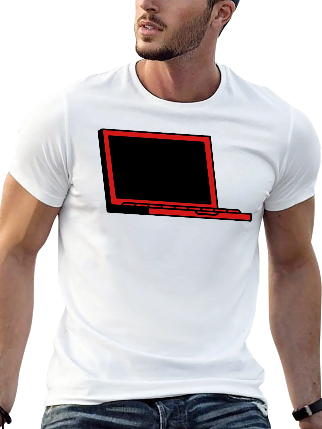 Laptop Graphic Tee - Black Stylish Casual T-Shirt