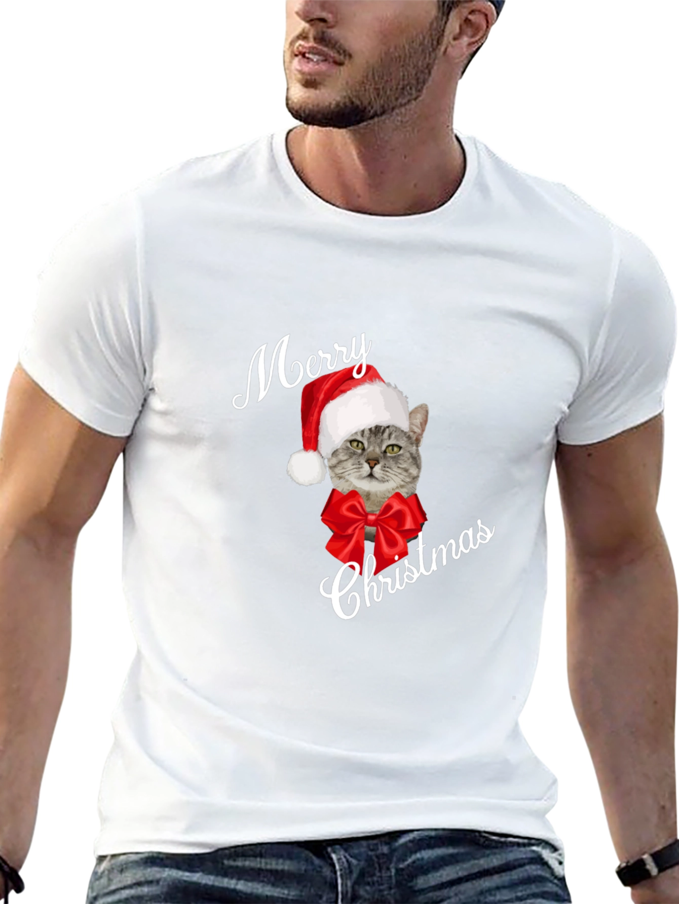 Merry Christmas Cat T-Shirt - Holiday Festive