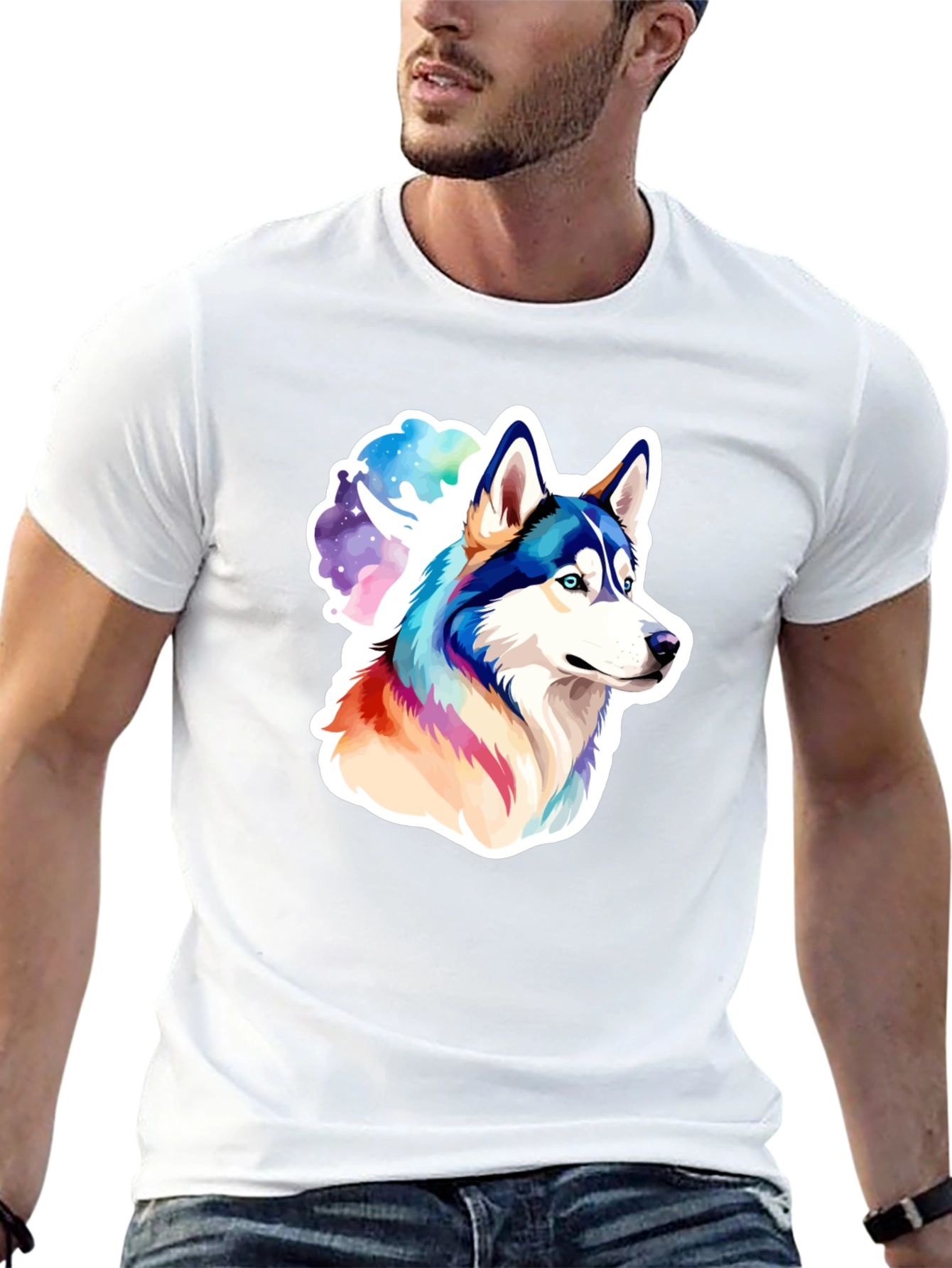 Husky Dog Graphic Black T-Shirt