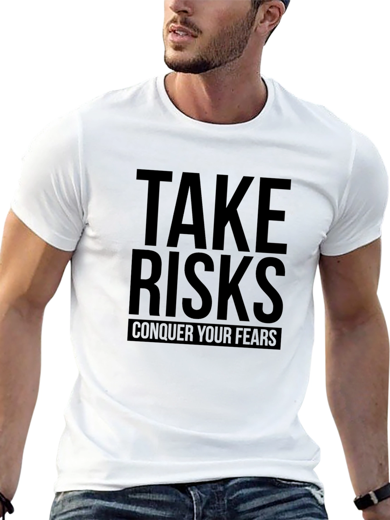 Take Risks Conquer Fears Black Graphic Tee