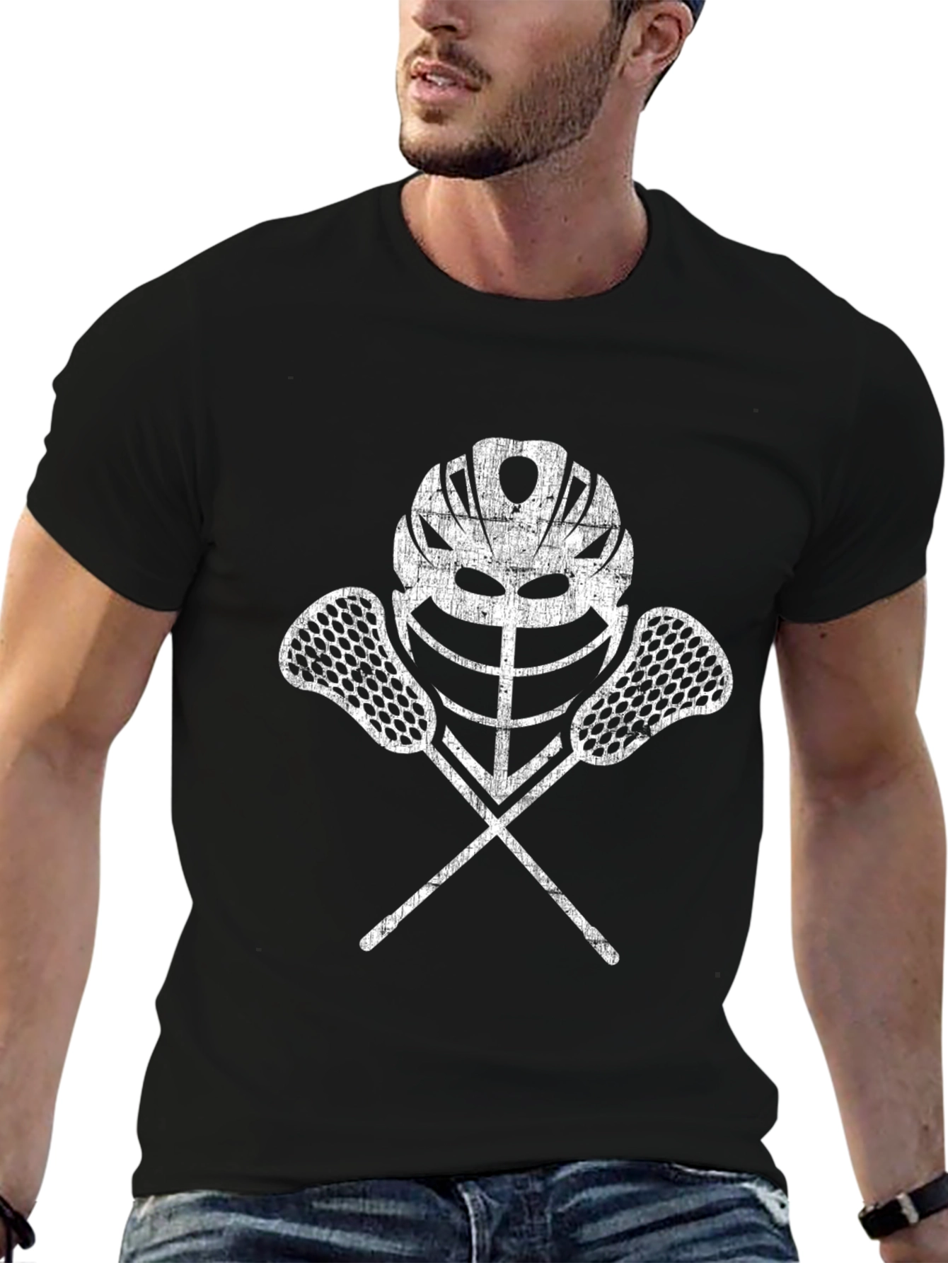 Lacrosse Helmet & Sticks Graphic Tee - Black