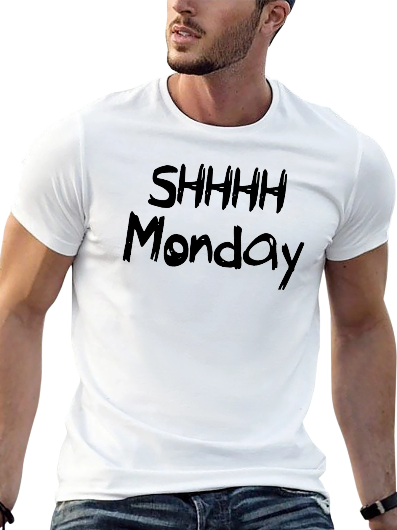 Shhhh Monday Graphic Black T-Shirt