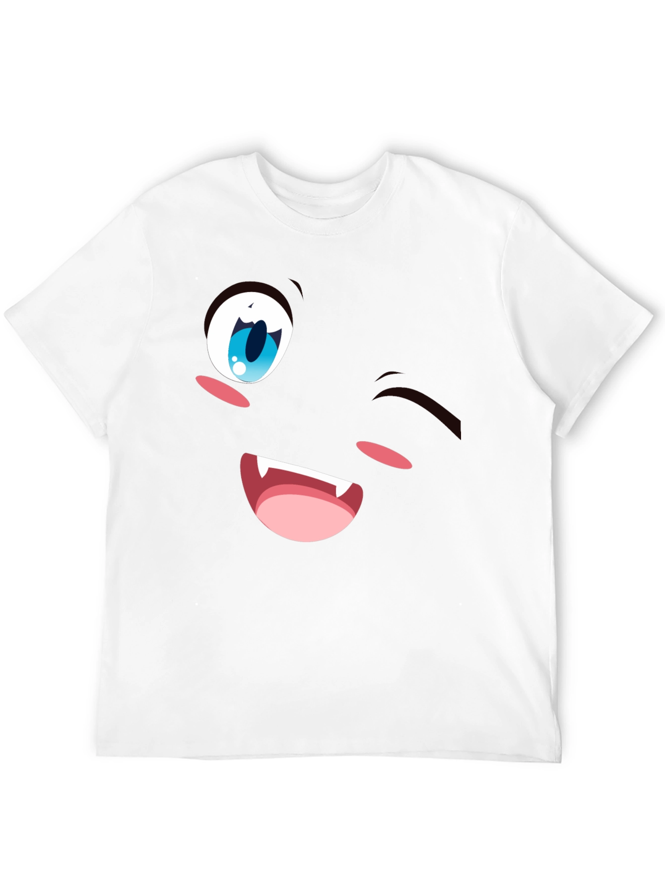 Winking Anime Face Black T-Shirt
