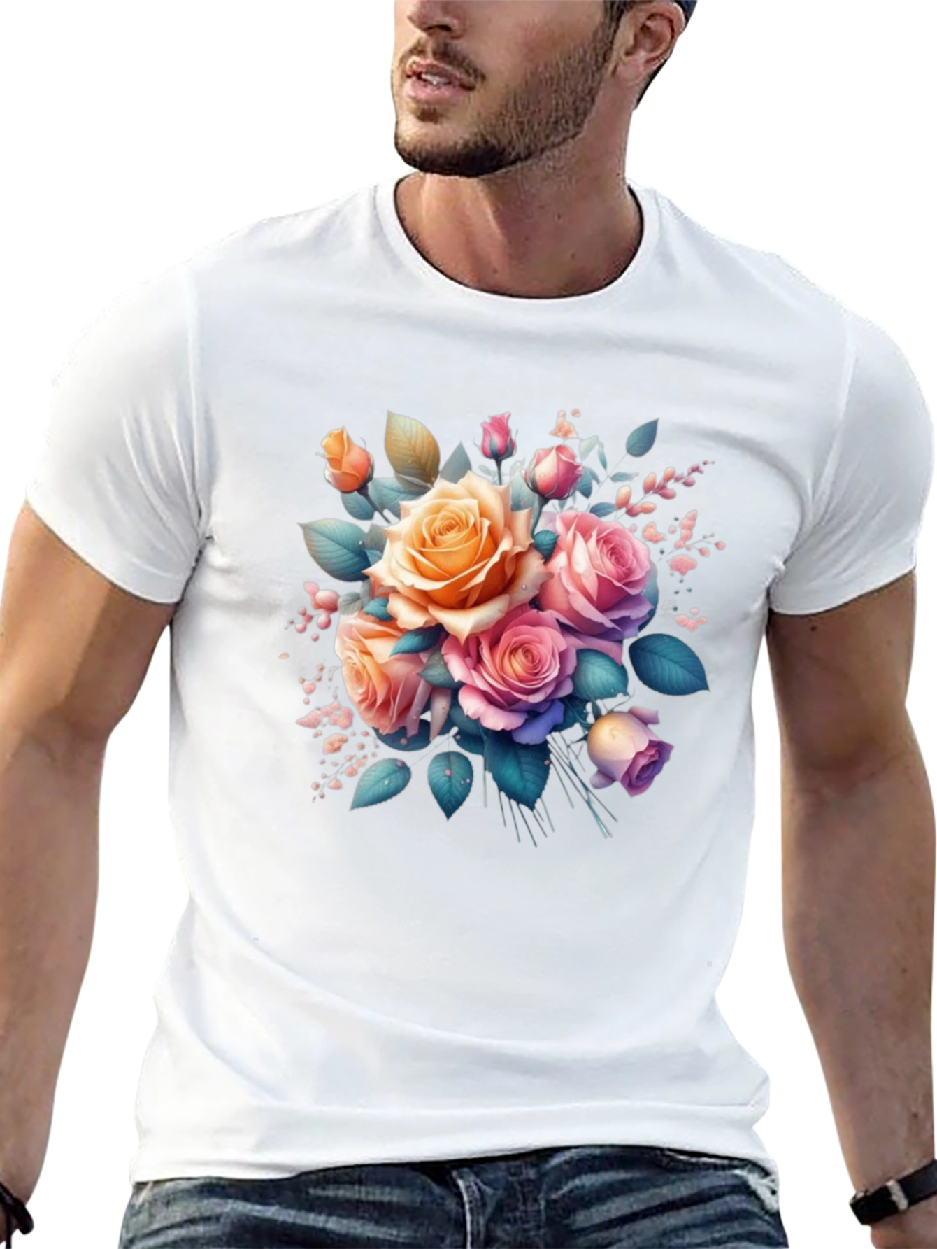 Floral Rose Bouquet Graphic T-Shirt