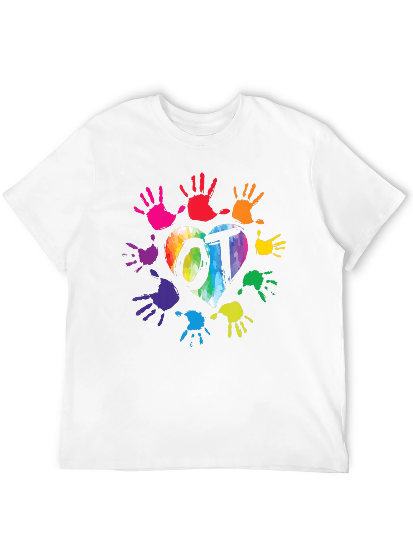 OT Occupational Therapy Rainbow Heart Hands T-Shirt