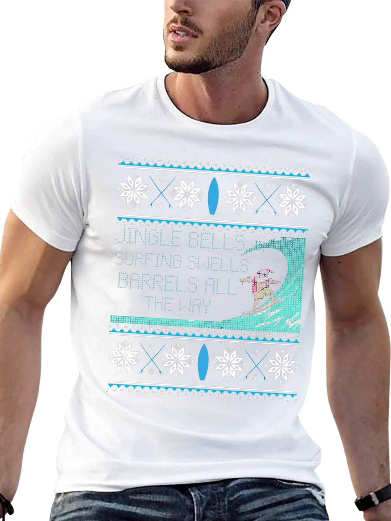 Surfing Christmas Ugly T-Shirt