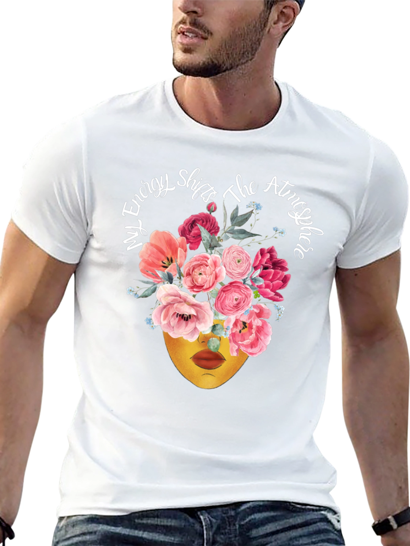 Floral Energy Shift T-Shirt - Stylish Statement Tee