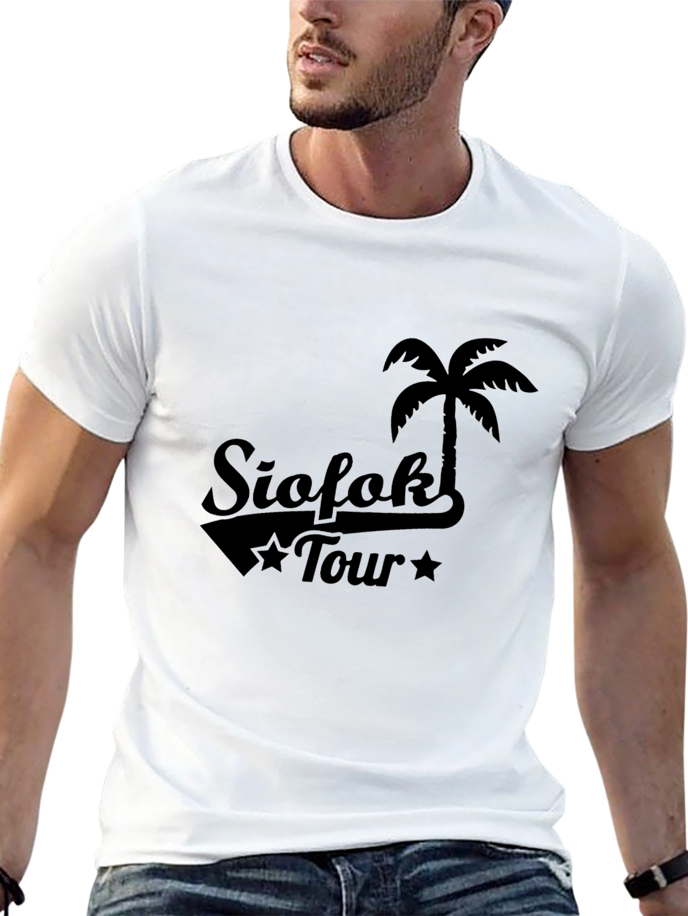 Siofok Tour T-Shirt - Black Palm Tree Design