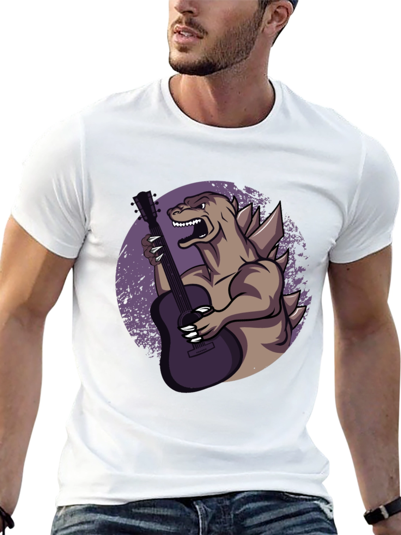Godzilla Guitar Player Graphic T-Shirt