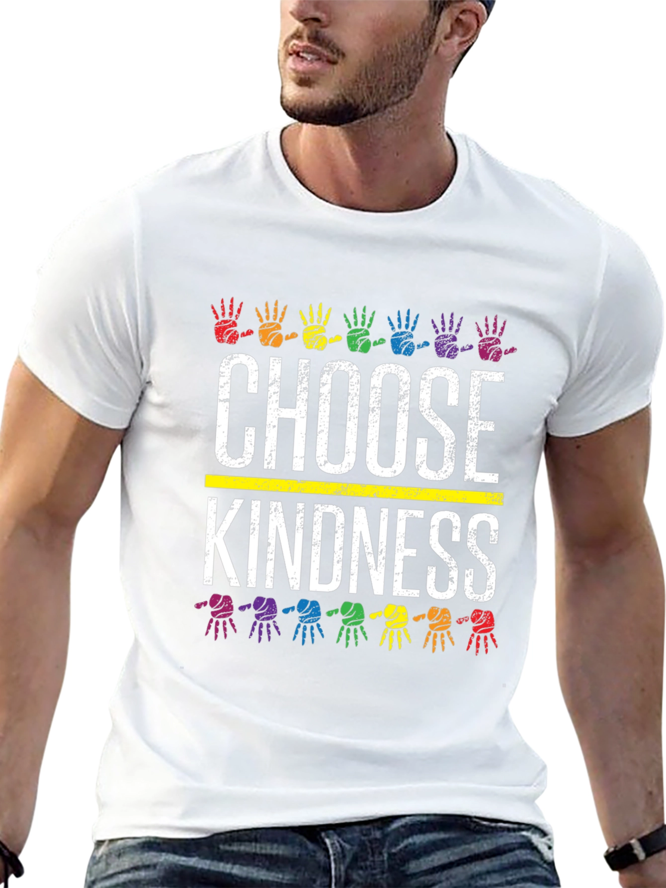 Choose Kindness T-Shirt Rainbow Handprint Design