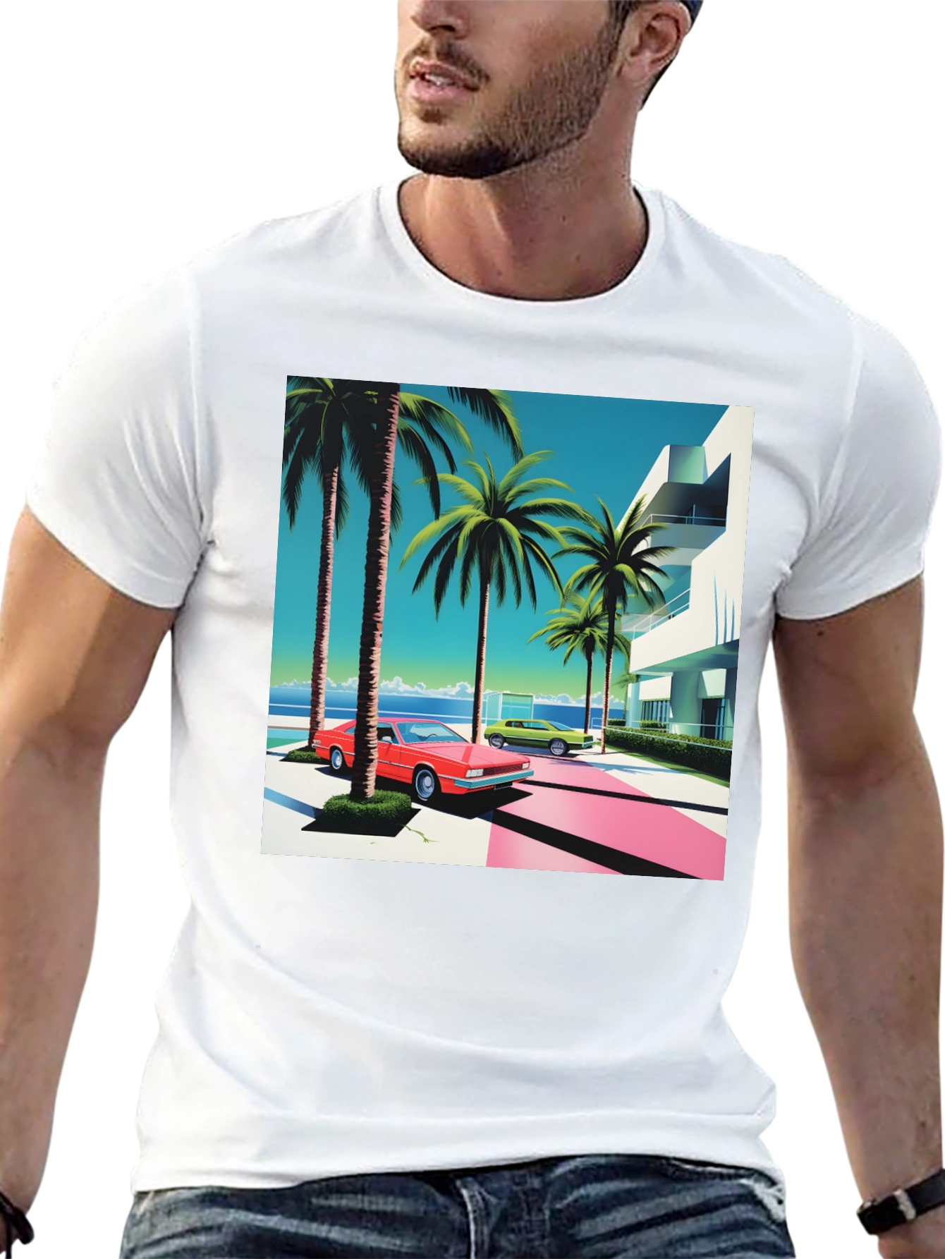 Miami Vice T-Shirt Retro Design Palm Trees