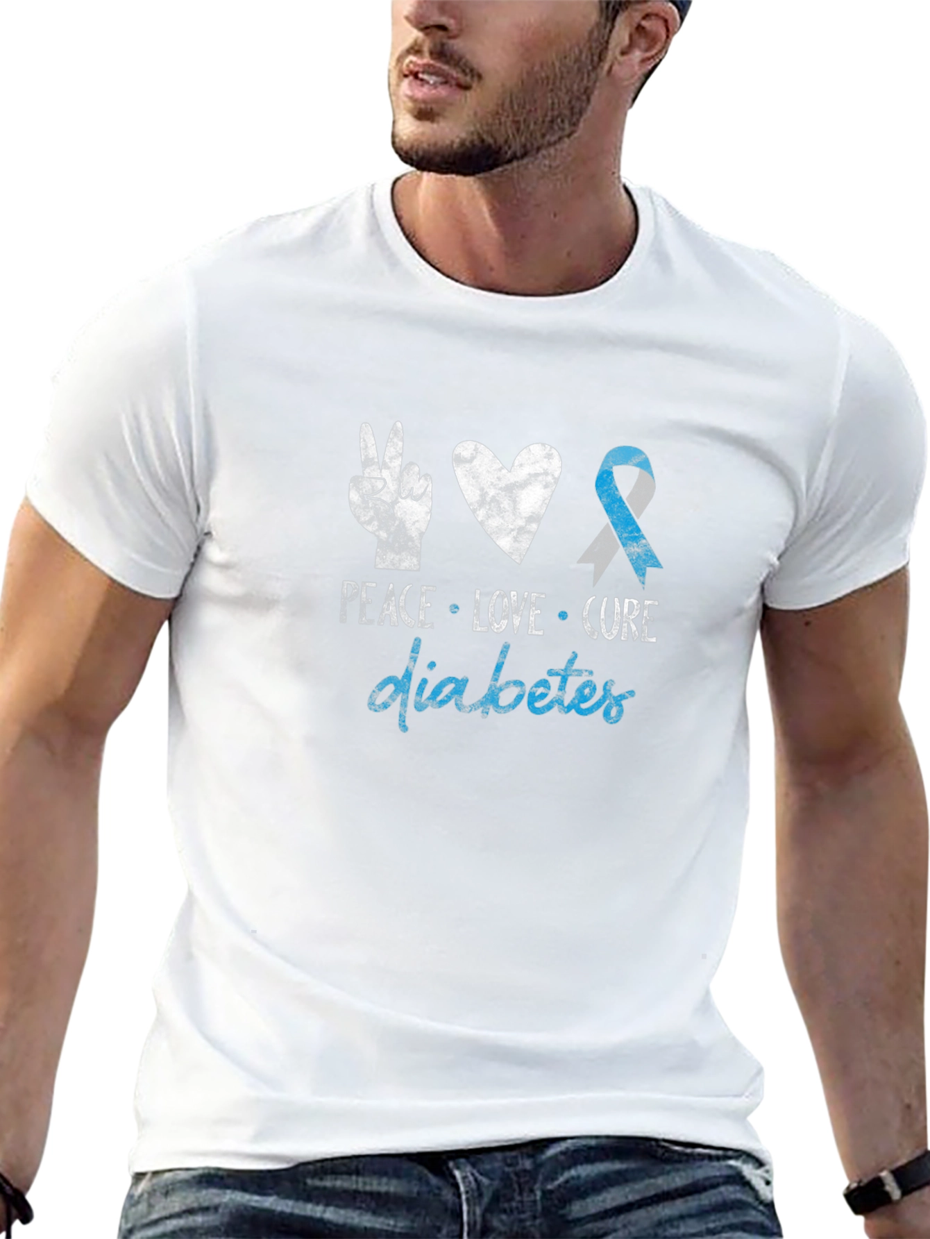 Peace Love Cure Diabetes Awareness T-Shirt