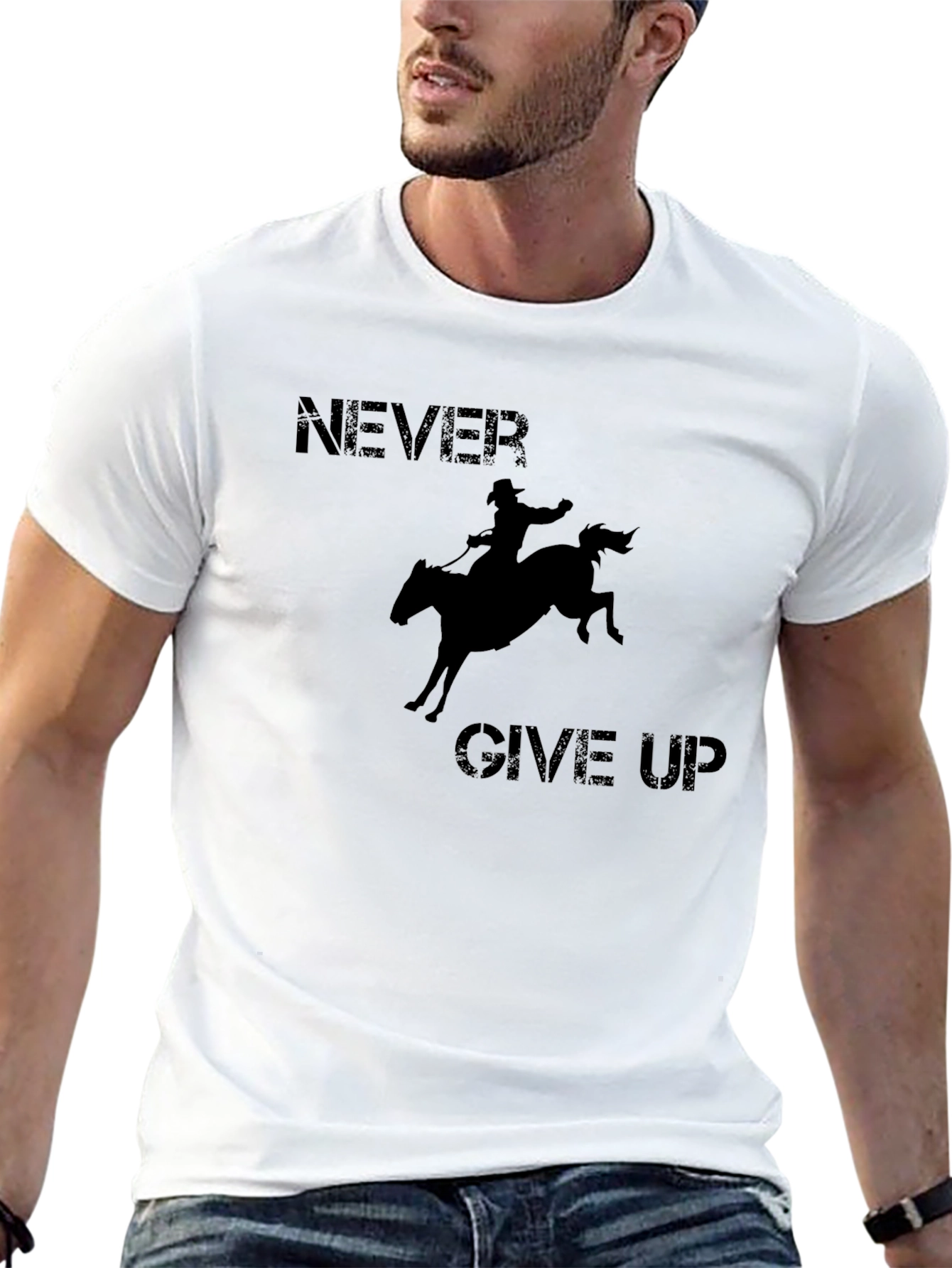 Never Give Up Rodeo Graphic T-Shirt