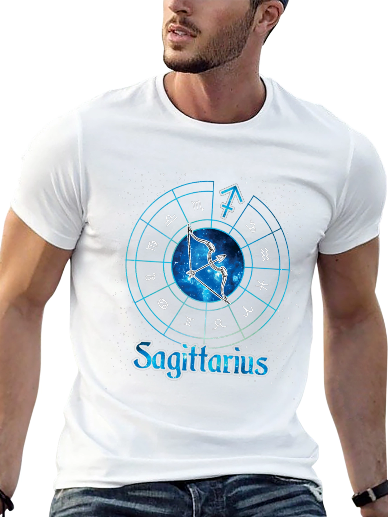 Sagittarius Zodiac Sign Graphic T-Shirt - Black