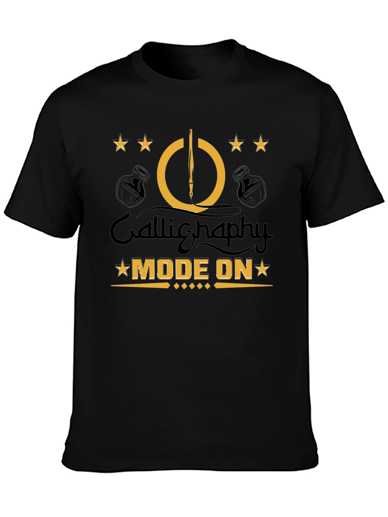 Calligraphy Mode On Black T-Shirt