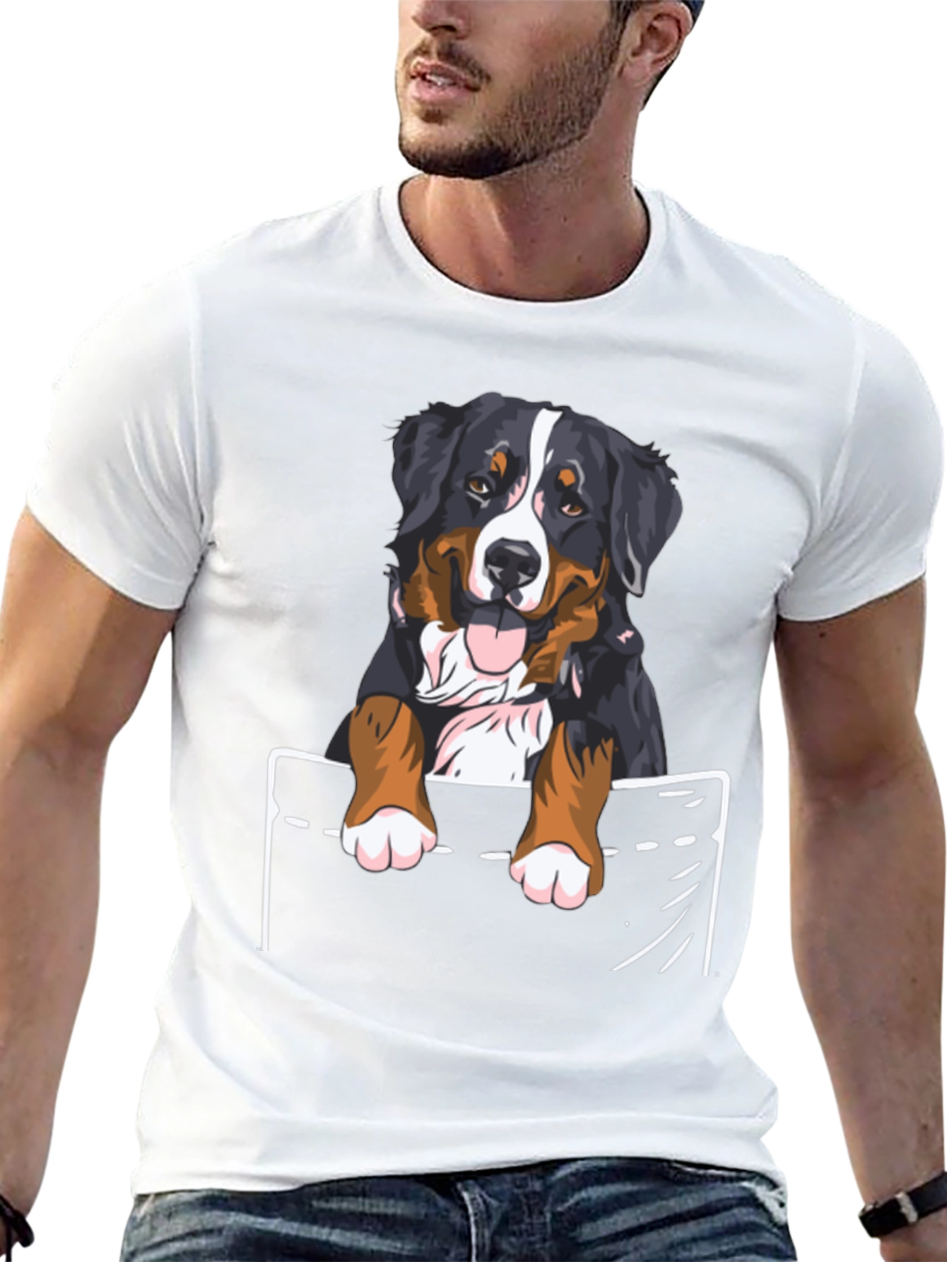 Bernese Mountain Dog Pocket T-Shirt