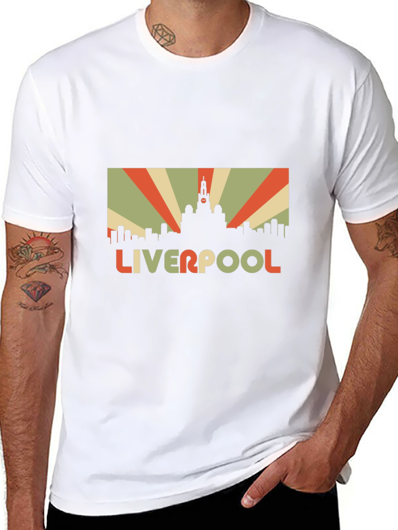 Liverpool Skyline Retro Graphic T-Shirt