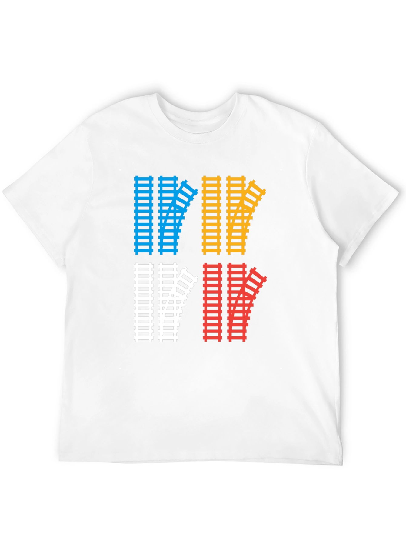 Train Track Graphic Tee - Quirky Railroad Shirt