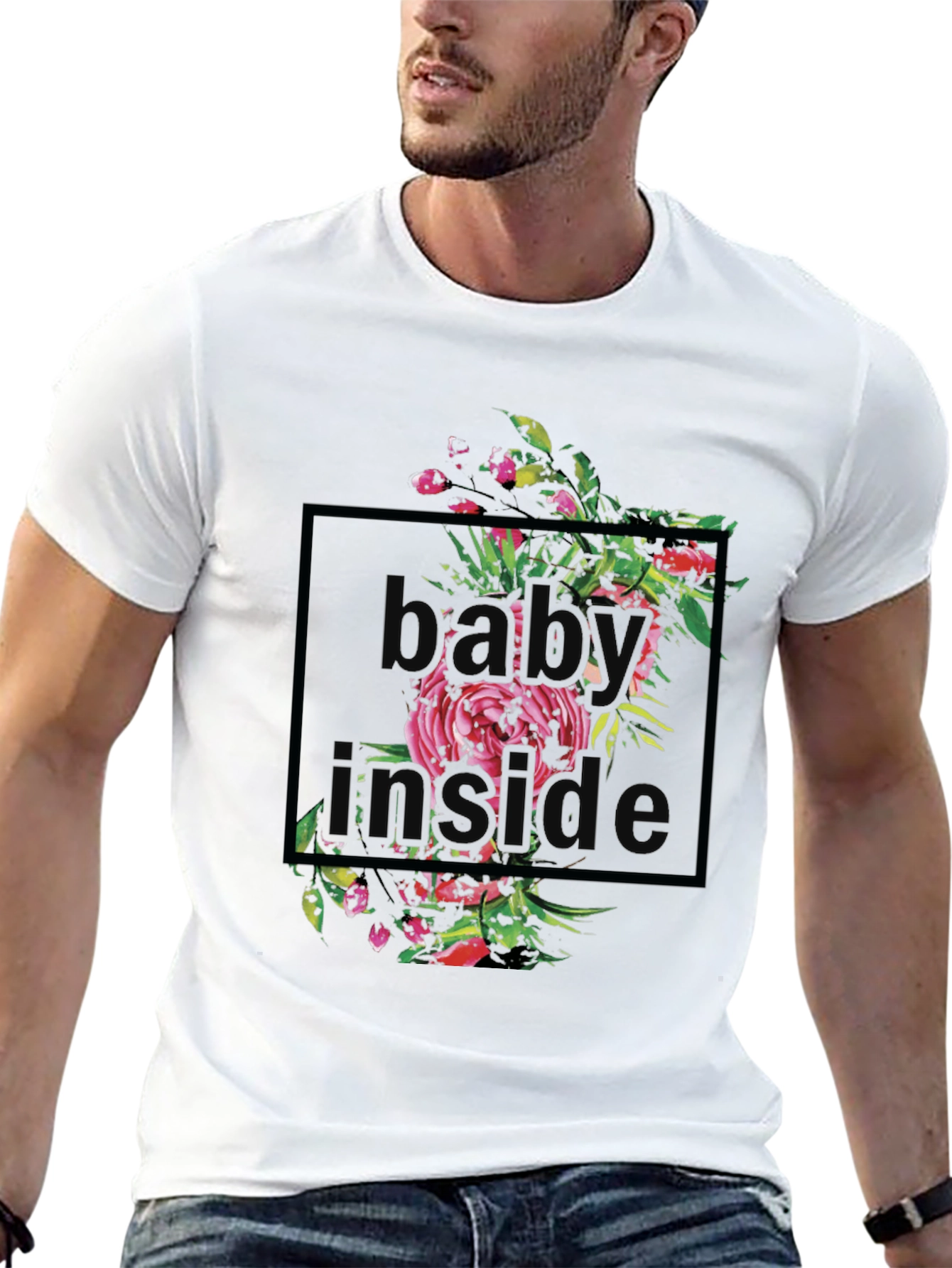 Floral Baby Inside Graphic T-Shirt - Black