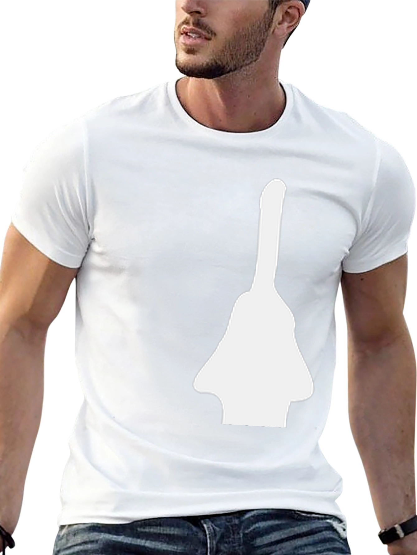 Unique Graphic Tee - White Guitar Silhouette on Black