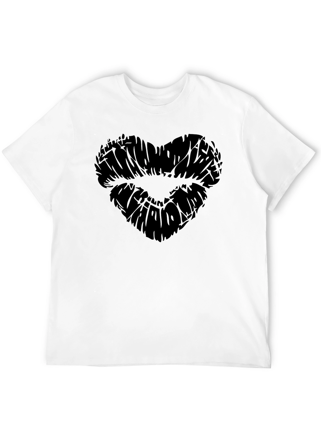 Heart Lips Graphic Black T-Shirt for Men