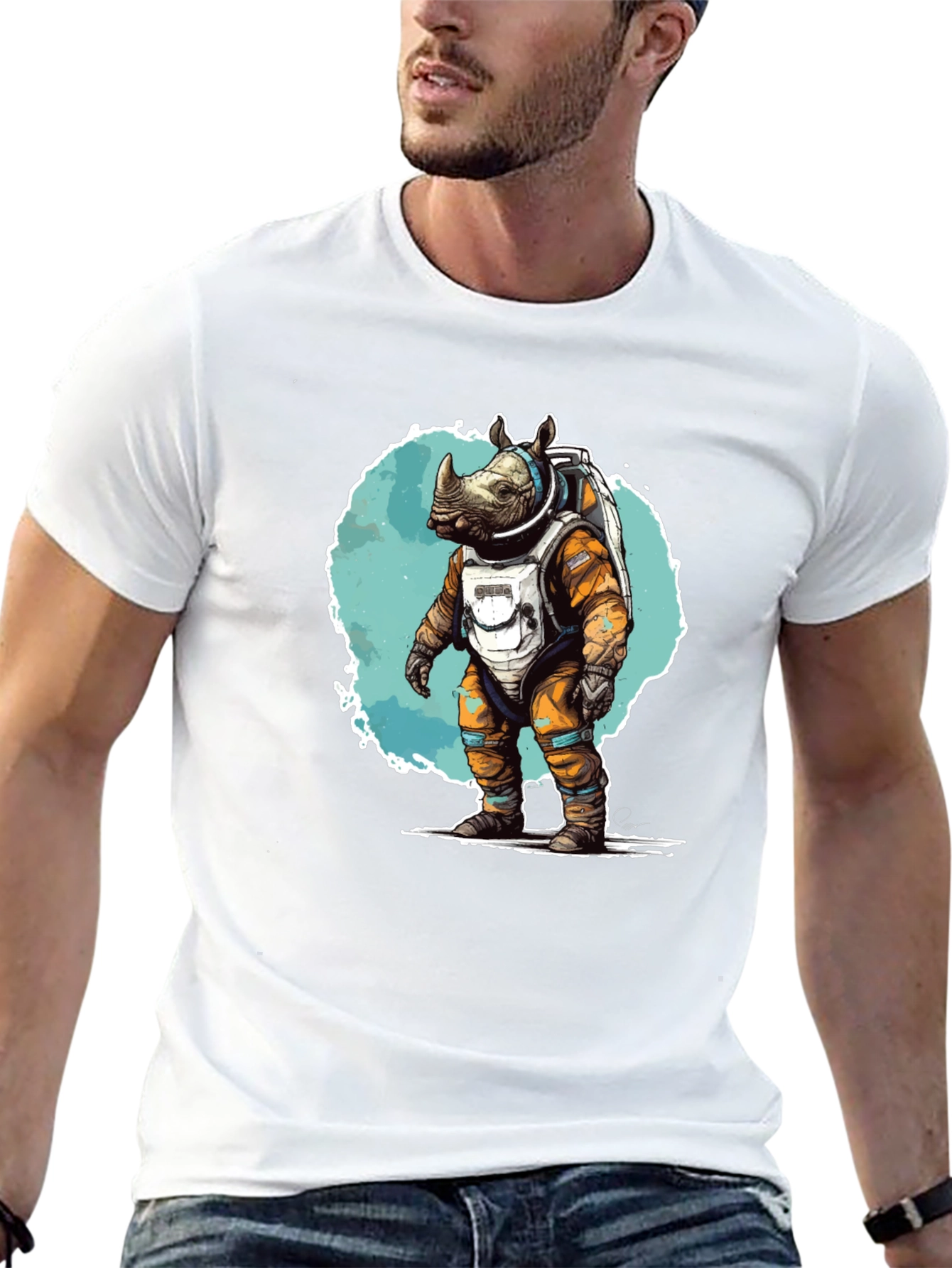 Astronaut Rhino Graphic T-Shirt