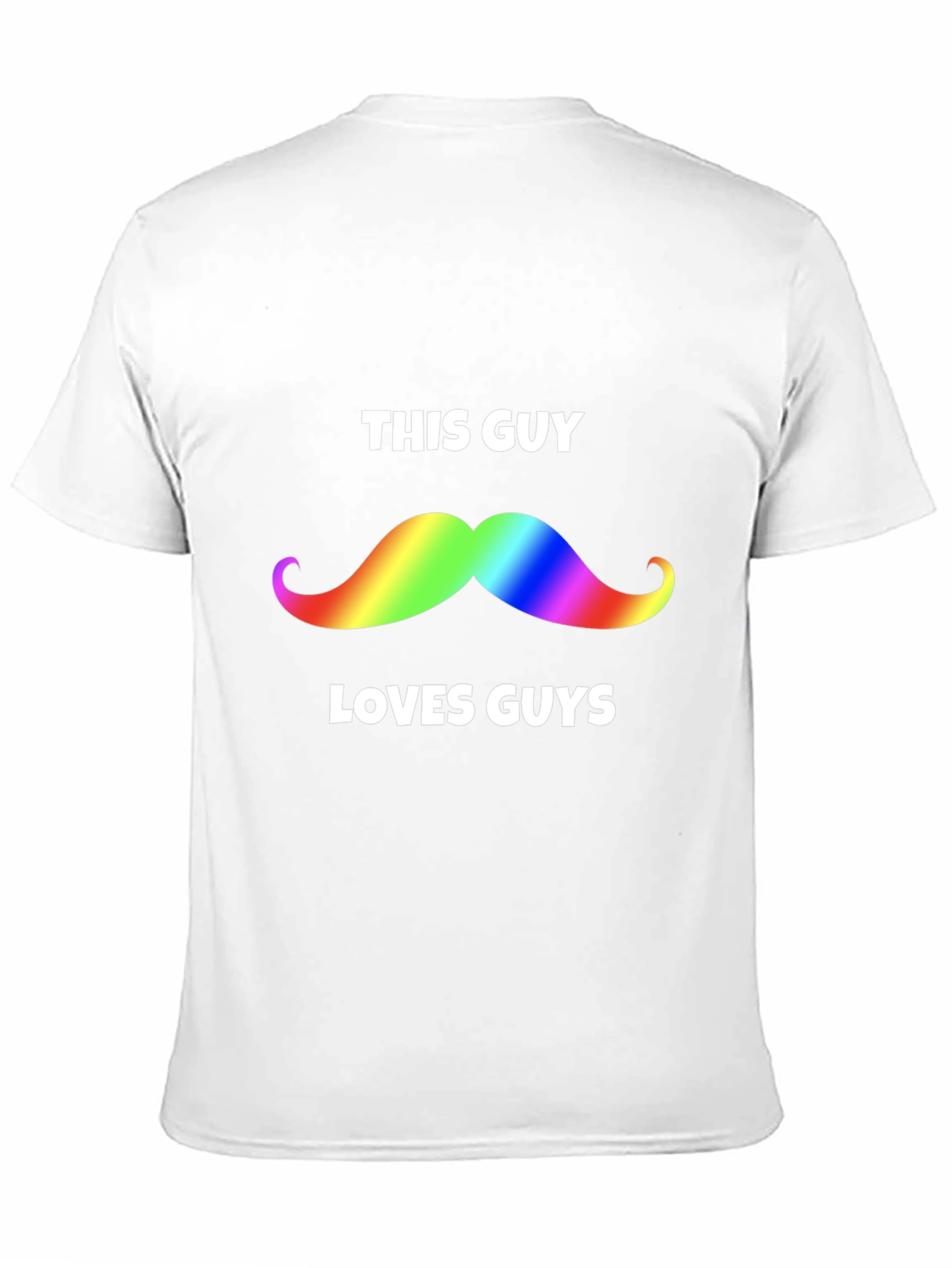 Rainbow Mustache This Guy Loves Guys Black T-Shirt
