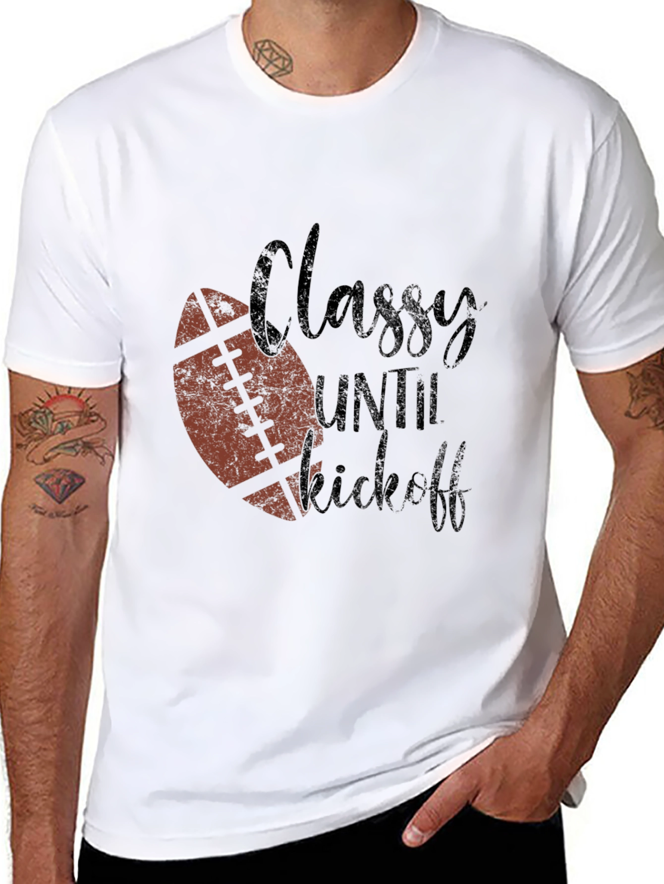 Classy Until Kickoff Football Graphic T-Shirt