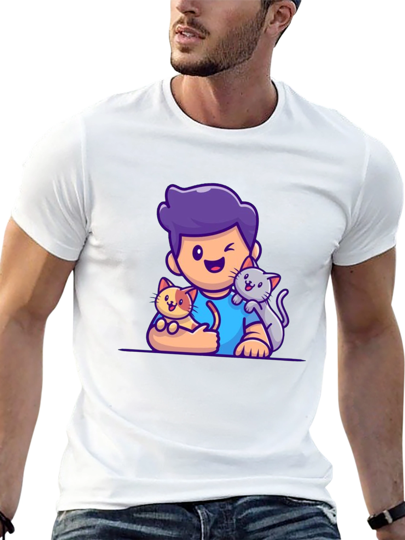Cute Cartoon Cat Lover T-Shirt