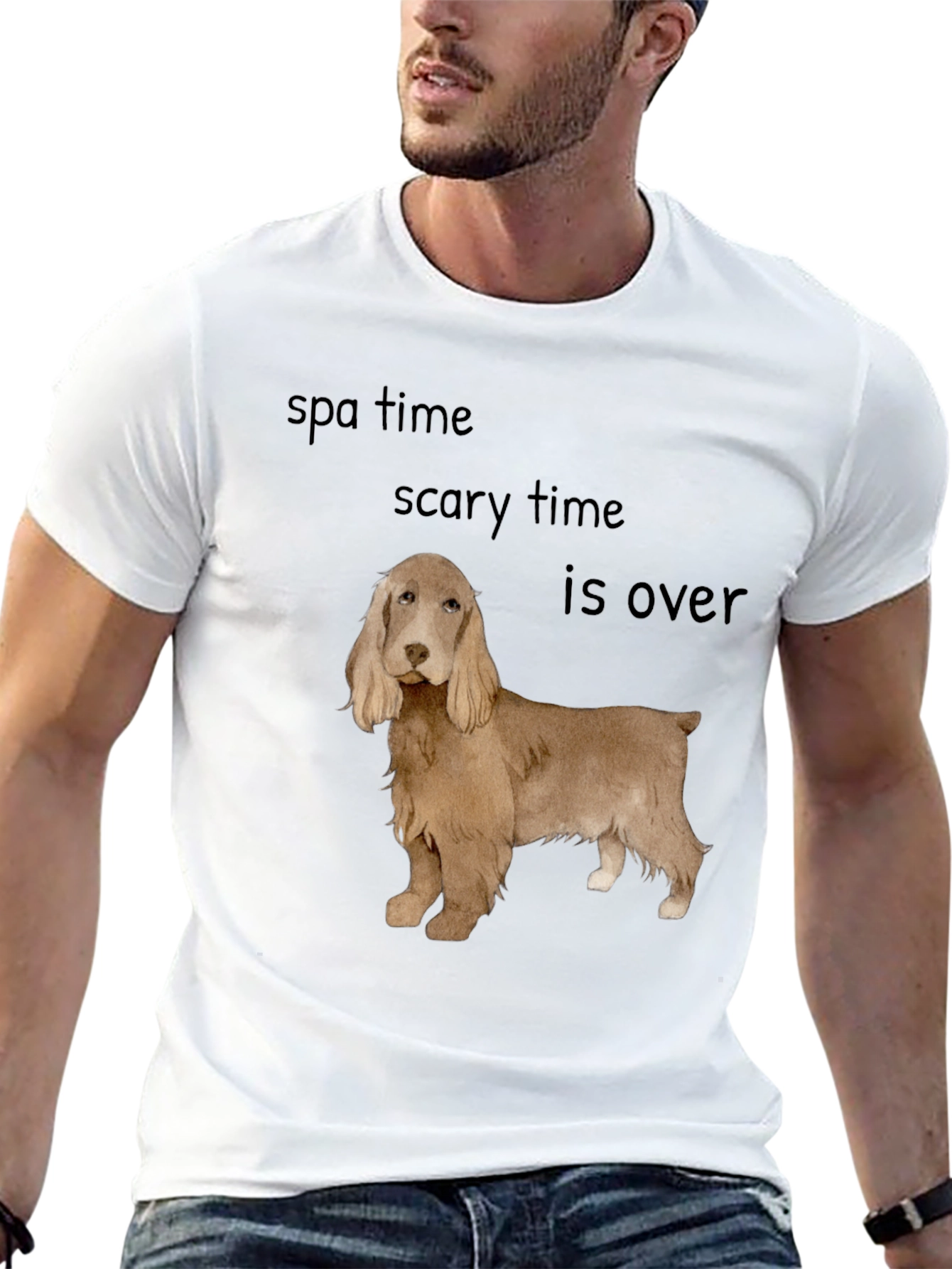 Cocker Spaniel T-Shirt: Spa Time & Scary Time Over