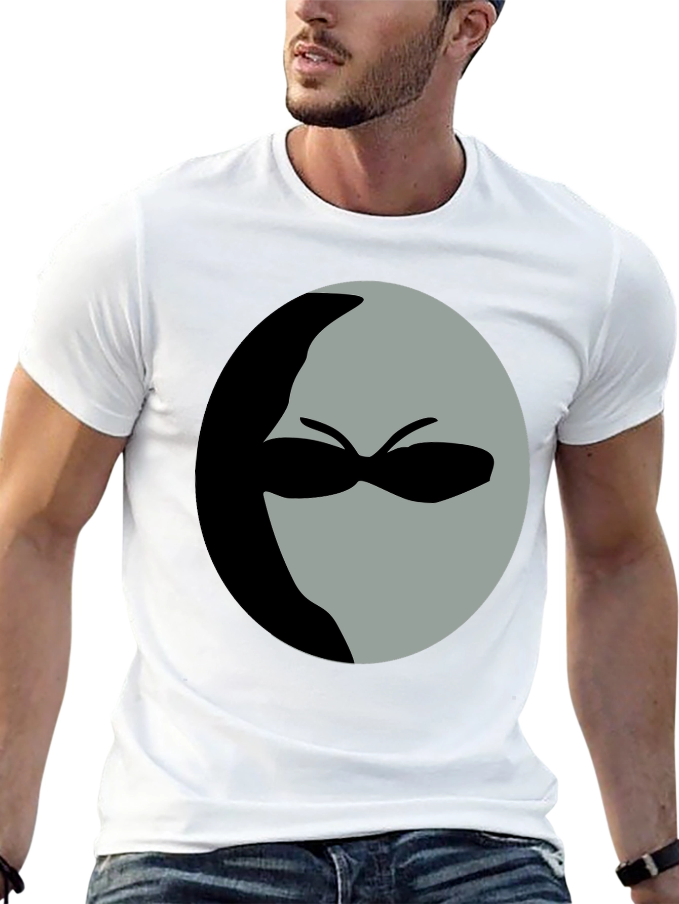 Mystery Man Graphic Tee - Black Cotton Shirt