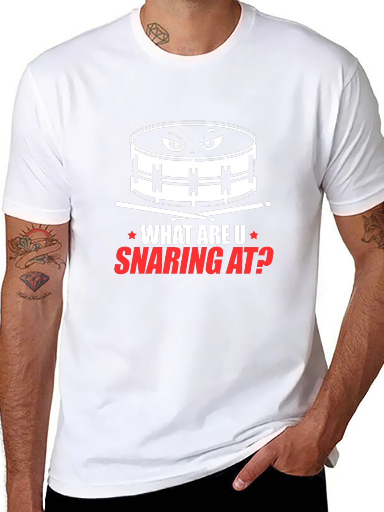 Funny Drummer T-Shirt - What are U Snaring At?