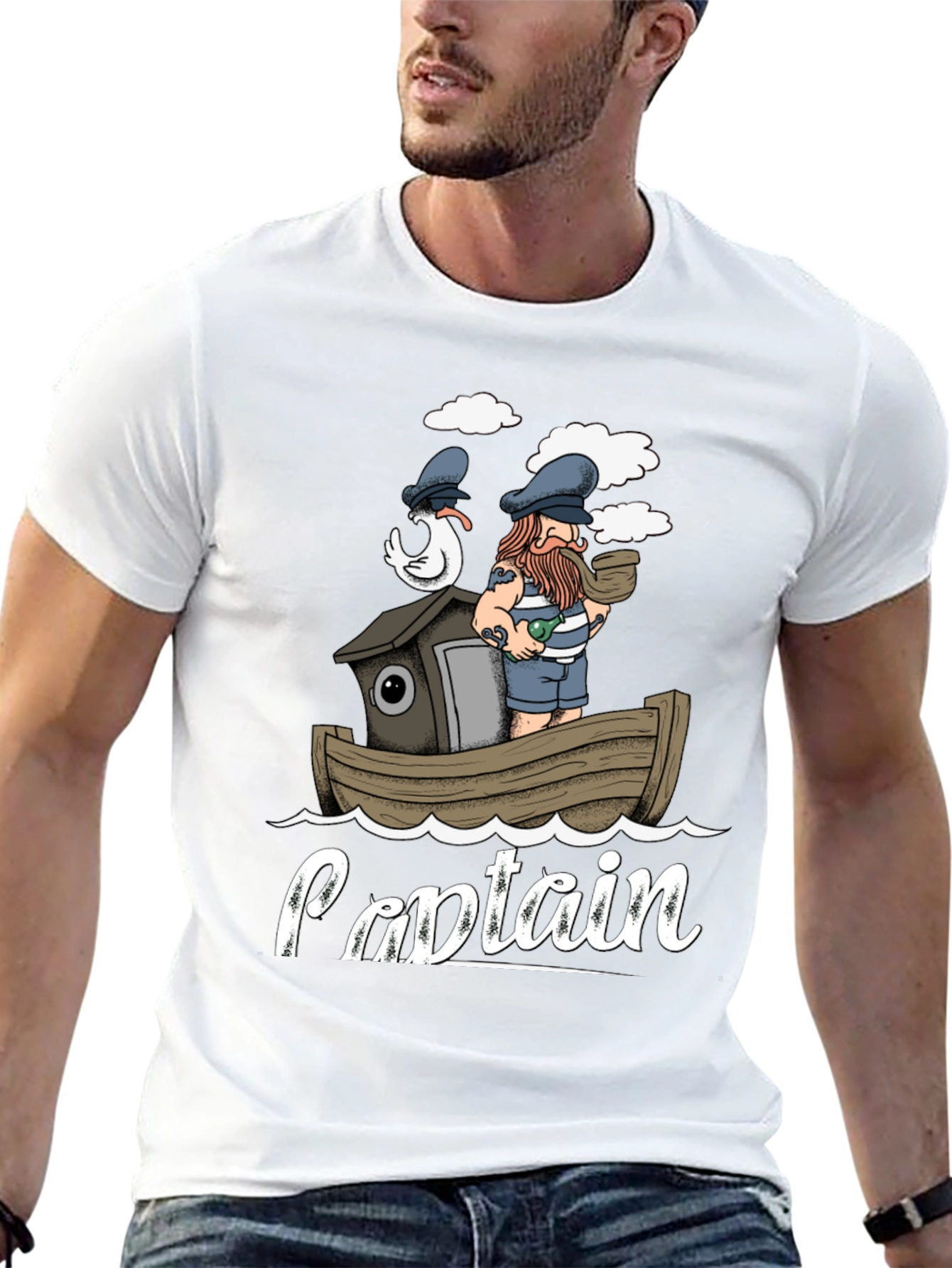 Cartoon Captain Graphic T-Shirt