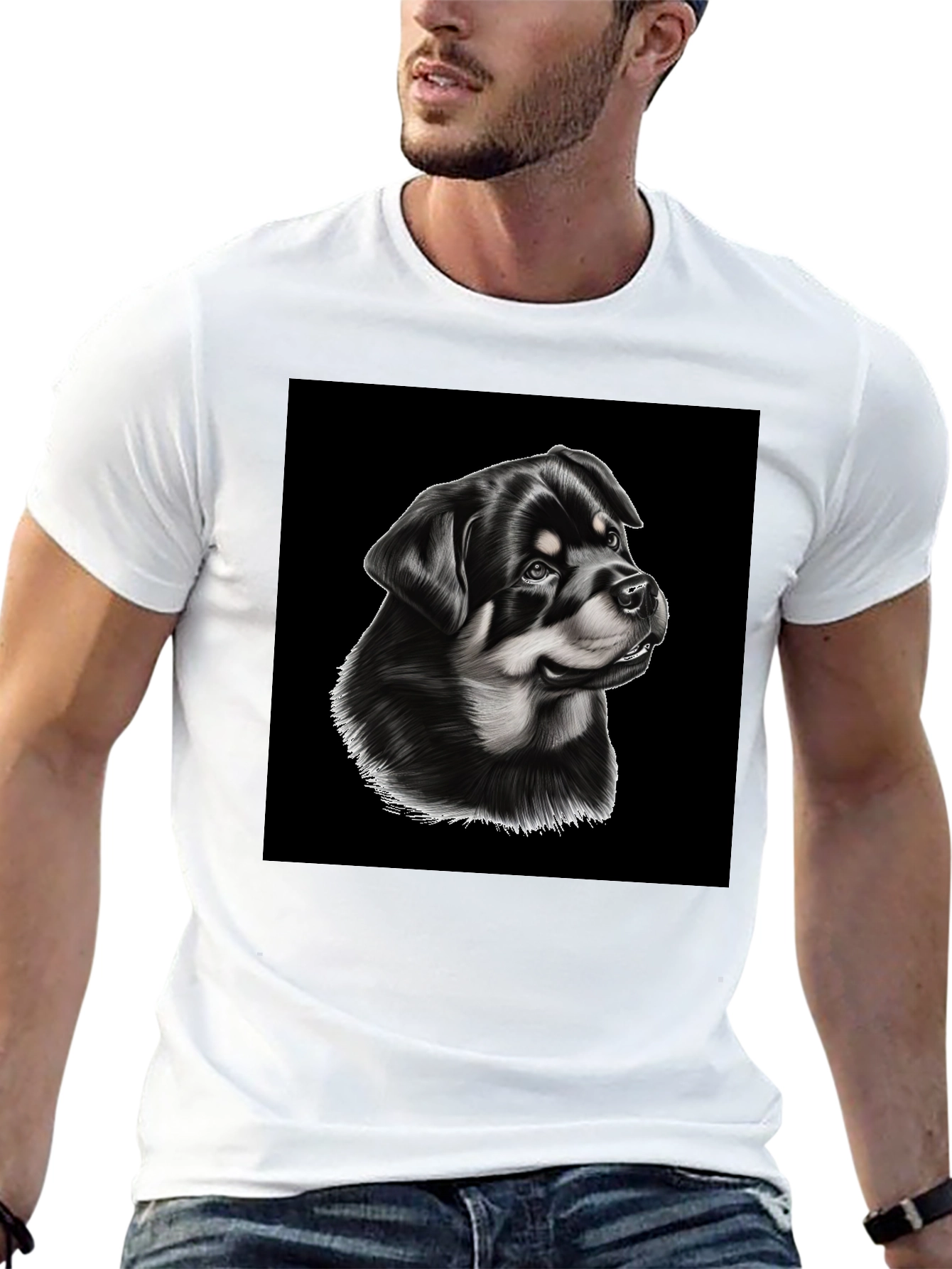 Rottweiler Dog Graphic T-Shirt - Mens Black Tee