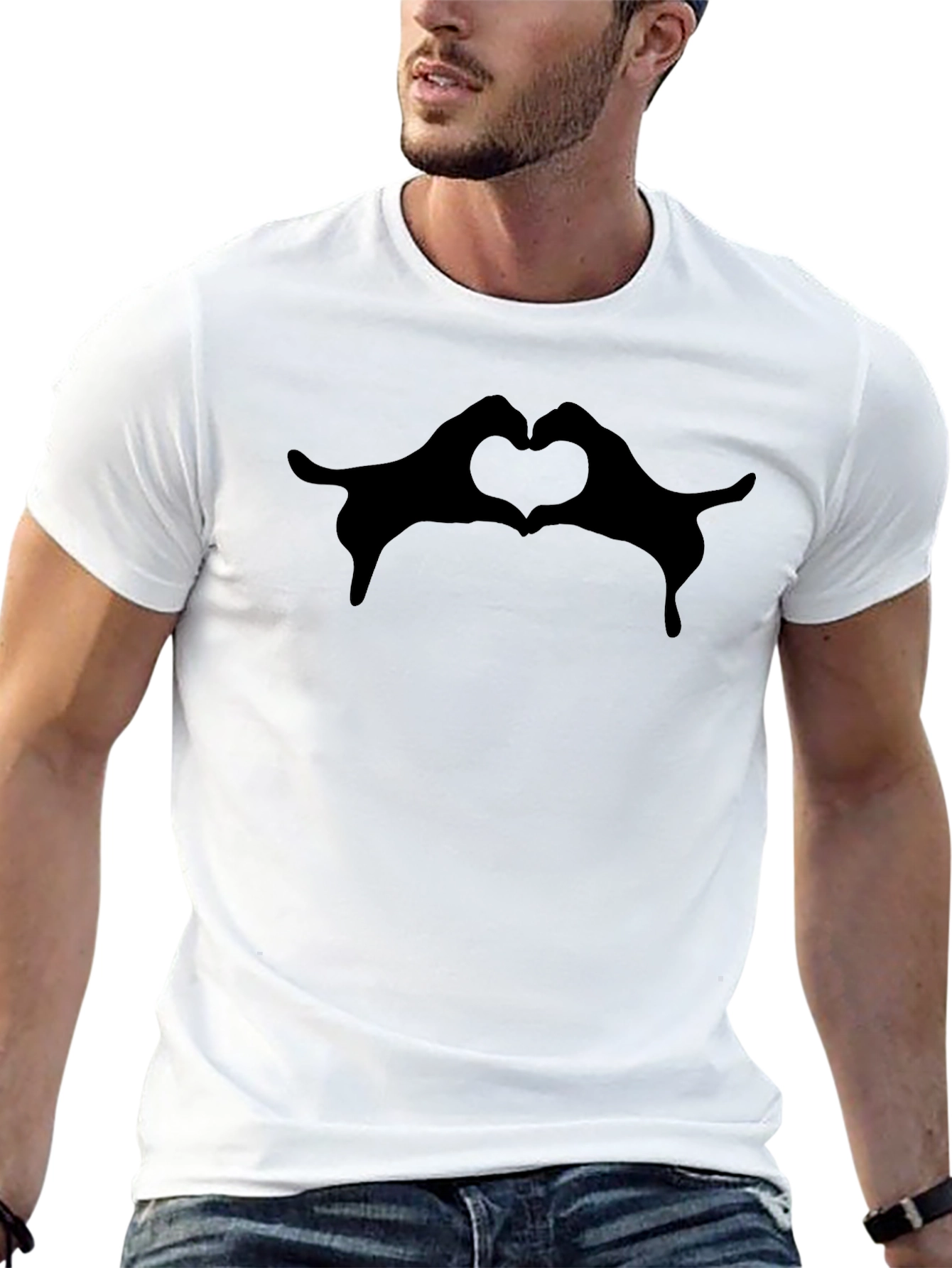 Heart Hands Graphic Tee - Trendy Casual Top