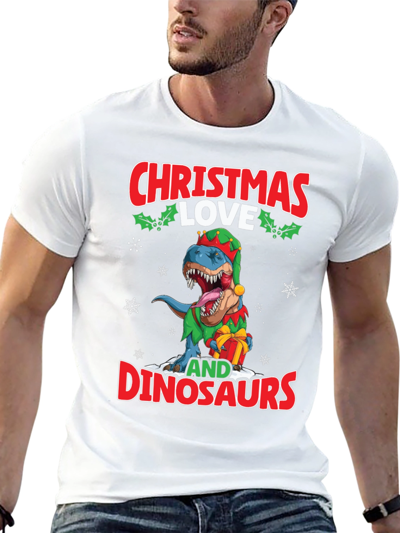 Christmas Love and Dinosaurs T-Shirt