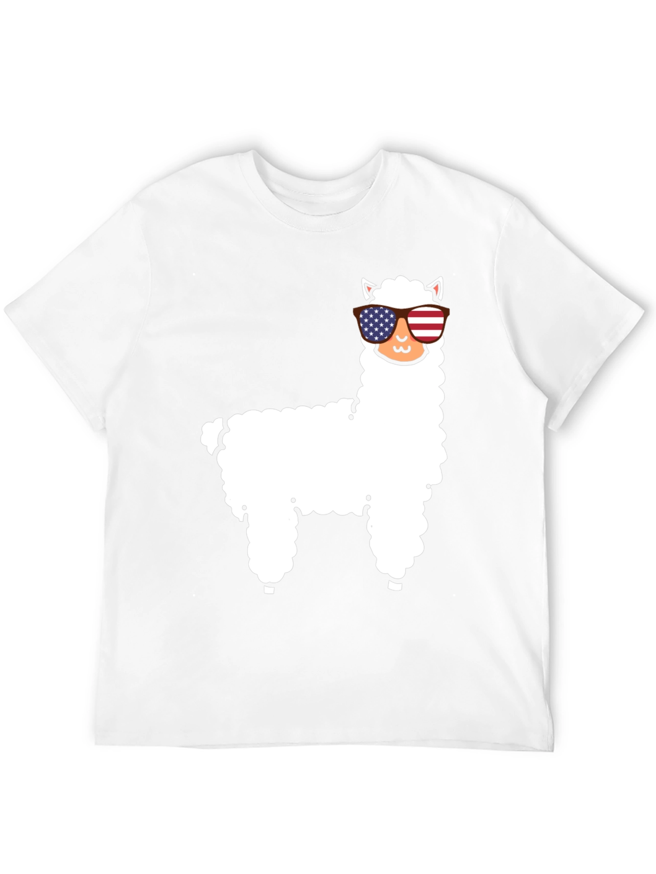 Patriotic Llama T-Shirt - USA Flag Sunglasses
